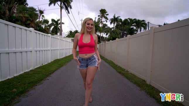A natural blonde in oil gives herself to a pick-up truck