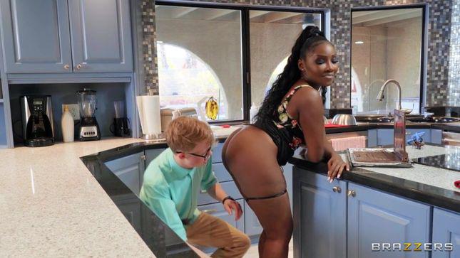 Bespectacled kid bangs his classmate's mom