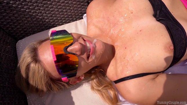 Man pours hot girlfriend with hot cum